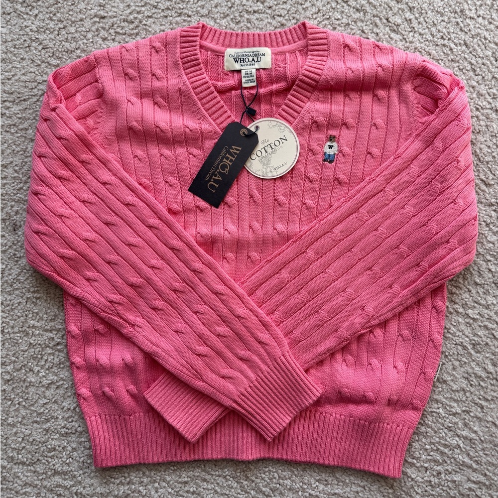 WHO.A.U Steve V-neck Sweater - Pink / Size M